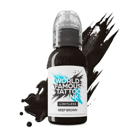 [ki_REACH_encre_world_deep_brown-LTDEEP1-S] Encre de Tatouage Marron World Famous Deep Brown – Conforme REACH – Pigment Professionnel Haute Intensité* 