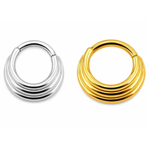 Piercing Anneau Titane ASTM F136 – Clicker 367 Stérile avec Fermeture à Charnière Triple Cerceaux*