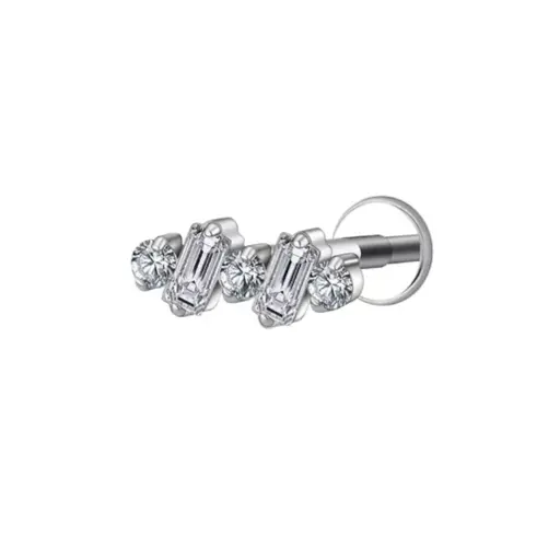 [fb_STERILE_labret_3000-FB-3000 "SUL0030"] Piercing Labret - Titane F136 Stérile - Labret 3000 avec pas de vis interne strass rectangle et rond 1,2 x 8 mm*