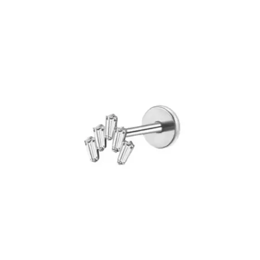 [fb_STERILE_labret_3008-FB-3008 "SUL0036"] Piercing Labret - Titane F136 Stérile - Labret 3008 avec pas de vis interne 5 strass rectangle 1,2 x 8 mm*