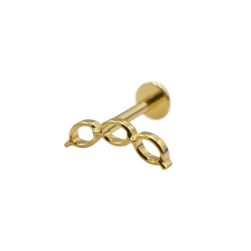 [i_labret_sterile_gold_SUGL0034] Piercing Labret - Titane F136 Gold Stérile - Labret 34 interne en titane pvd gold motif chaîne