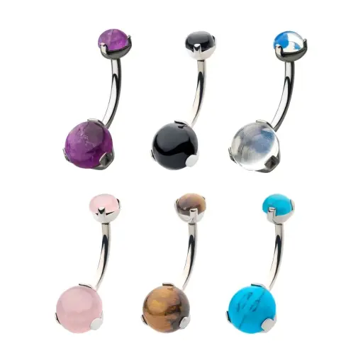 Piercing Banane - Titane F136 Gamme Invictus - Banane avec pas de vis interne pierre sertie 1,6 x 11,20 mm* 