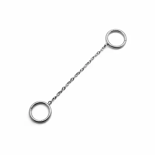 Piercing Anneau Titane ASTM F136 Premium – Clicker 182 avec Fermeture à Charnière & Chaine 50 mm Qualité Implant* 