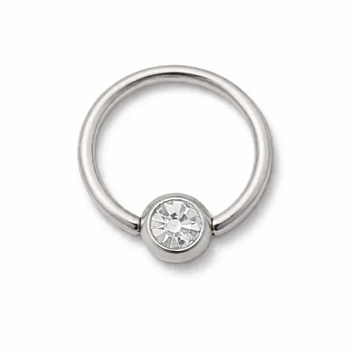 Piercing Anneau - Acier - Anneau Bcr avec bille 4mm cristal blanc