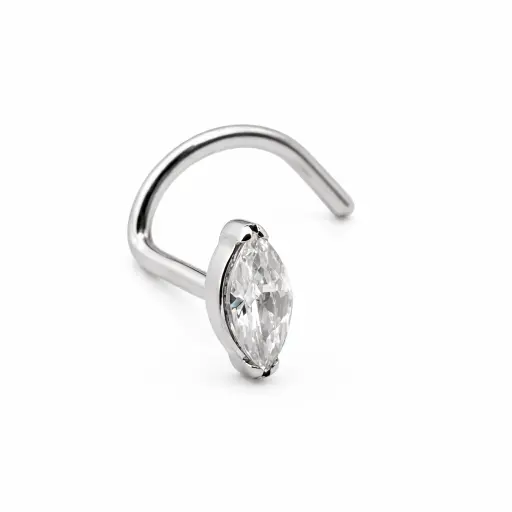 Piercing Nez en Titane ASTM F136 - Stud de Nez Stérile avec Strass Ovale* 