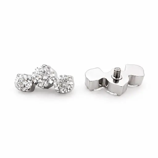 Piercing Embout Titane ASTM F136 Premium – Embout 146 Filetage Interne Qualité Implant Cluster 3 Strass Rond largeur 12 mm pour Piercing 1,2 mm*