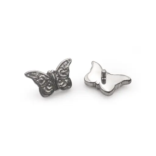 [ns_embout_115-p115_09] Embout Piercing - Titane F136 Gamme Hand Ink - Embout 115 en titane f136 avec pas de vis interne 0,9 mm pour piercing 1,2 mm papillon 5 mm*