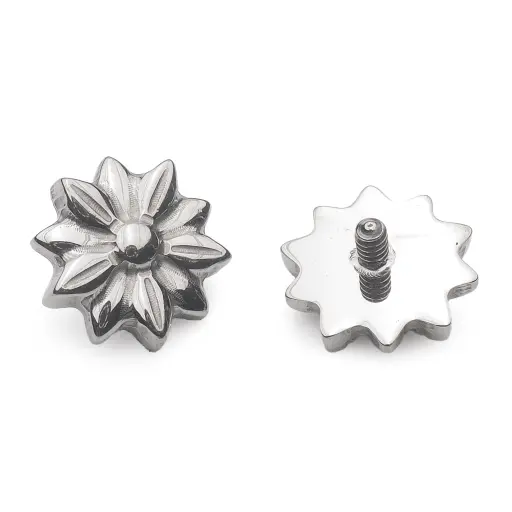[ns_embout_218-p218_09] Piercing Embout - Titane F136 Gamme Hand Ink - Embout 218 avec pas de vis interne 0,9 mm pour piercing 1,2 mm fleur 5 mm*