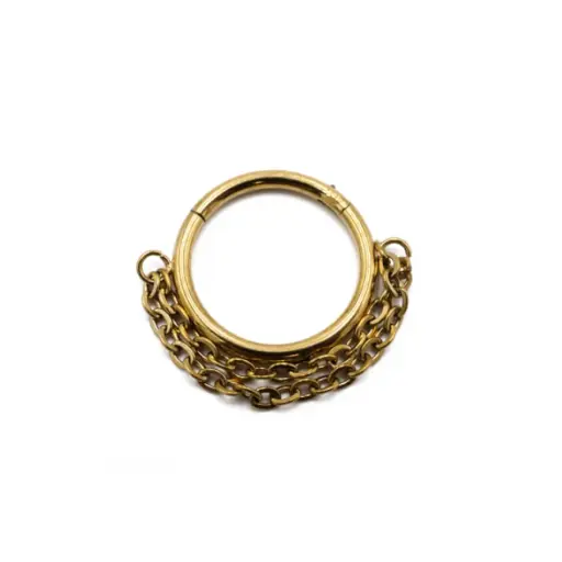 Piercing Anneau - Acier Pvd gold - Anneau clicker 156 avec fermeture à charnière