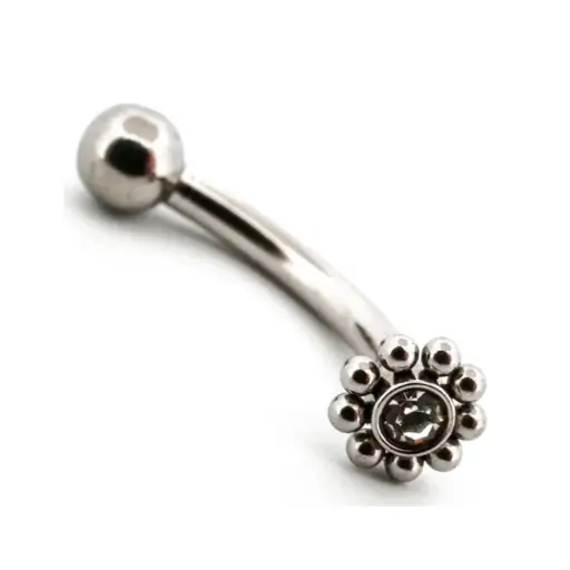 Piercing Banane - Acier Gamme Itc - Banane 162 tribal rond avec strass*