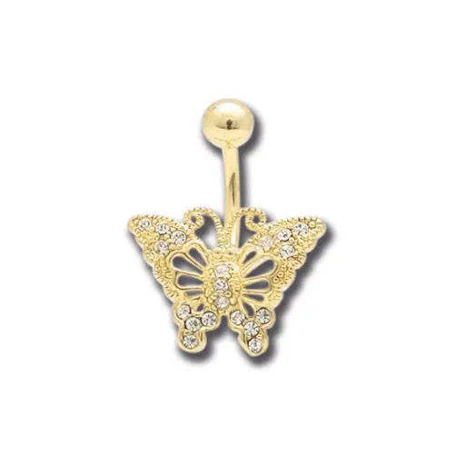 [i_banane_acier_dore_nombril_PNR24] Piercing Banane - Acier doré - Banane pour nombril 24