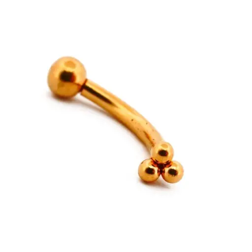 [i_GOLD_banane_acier-PND161] Piercing Banane - Acier Gold Gamme Itc - Banane 161 trinity ball*