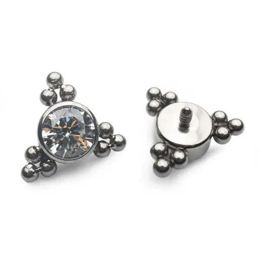 Embout Piercing - Titane Astm F136 - Embout n°20 avec pas de vis interne largeur 7 mm strass 4 mm*