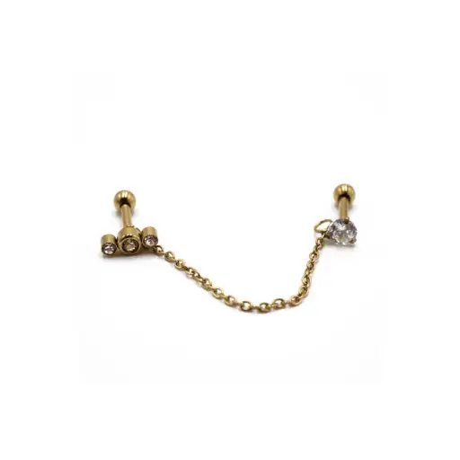 Piercing Barbell - Acier Pvd Doré - Barbell spécial tragus 174 - 2 modèles