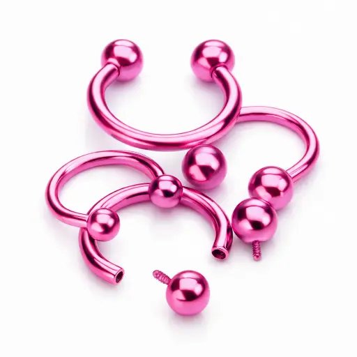 Piercing Fer à Cheval Titane ASTM F136 Premium – Barbell Circular Filetage Interne Rose & Billes* 