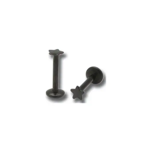 [i_labret_acier_NHD128] Piercing Labret - Acier Noir - Labret Motif Étoile 128