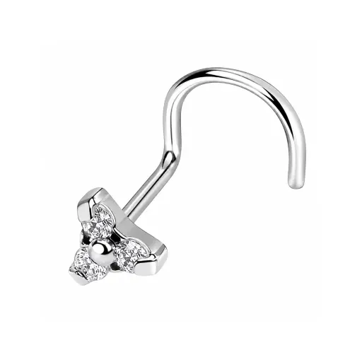 [p_stud-TNOJ002] Nose Stud Titane Implant Grade Trinité 3 Strass – Piercing Nez Haute Qualité*