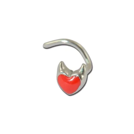 [i_stud_nez_acier-JD266] Piercing Nez - Acier Gamme Itc - Stud de nez motif cœur diable 0,8 mm*
