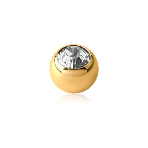 Piercing Bille - Acier Gold Gamme Itc - Bille avec pas de vis externe strass*