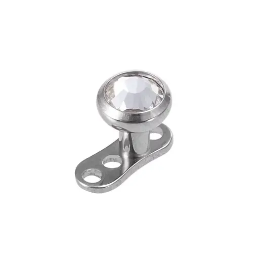 Piercing Surface - Titane Gamme Itc - Micro dermal avec plaque et embout strass blanc*