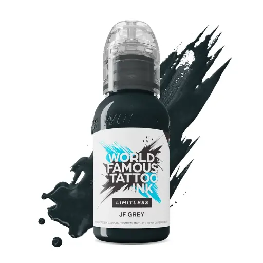 [ki_REACH_encre_world_jf_grey-LTJFGY1-S] Encre de Tatouage Grise World Famous Pancho JF Grey – Conforme REACH – Pigment Professionnel Haute Intensité* 