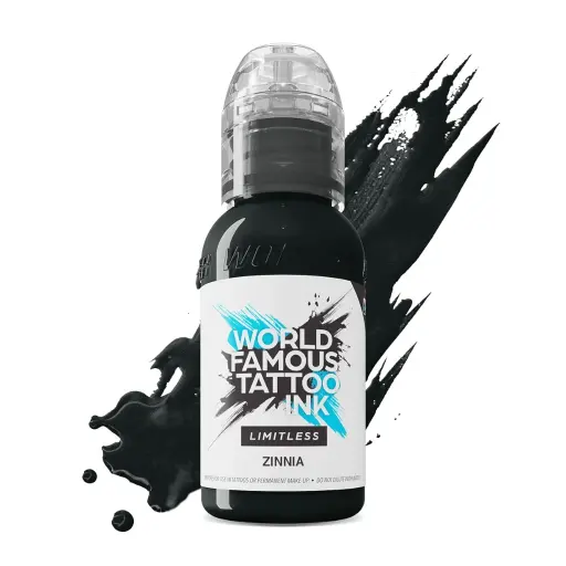 [ki_encre_world_famous_zinnia-LTRSZA1-S] Encre de Tatouage Noire World Famous Zinnia – Conforme REACH – Pigment Professionnel Haute Intensité* 