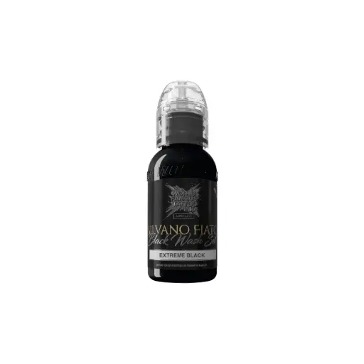 [ki_encre_world_famous_silvano_fiato_extreme_black-LTSFEB1-S] Encre de Tatouage Noire World Famous Silvano Fiato Extreme Black – Conforme REACH – Pigment Professionnel Haute Intensité* 