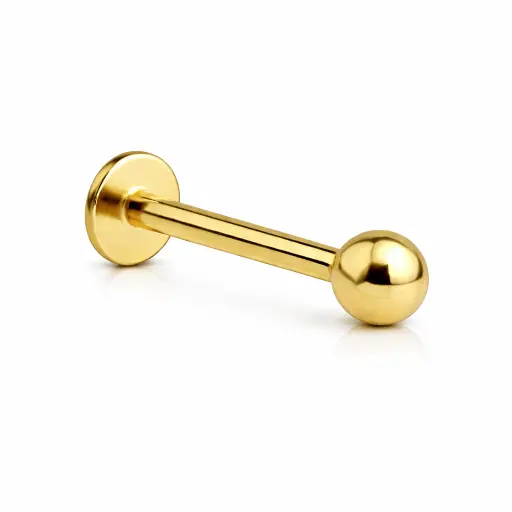 Labret Titane ASTM F136 Stérile – Filetage Externe Gold Disque 4 mm & Bille Piercing Professionnel*