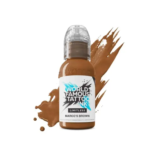 [ki_REACH_encre_world_marcos_brown-LTMAMB1-S] Encre de Tatouage Marron World Famous Marco's Brown – Conforme REACH – Pigment Professionnel Haute Intensité* 