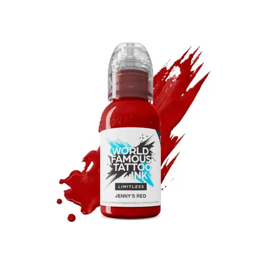 [ki_REACH_encre_world_jennys_red-LTMAJR1-S] Encre de Tatouage Rouge World Famous Jenny's Red – Conforme REACH – Pigment Professionnel Haute Intensité* 