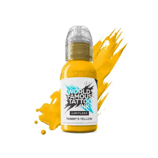 [ki_REACH_encre_world_tommys_yellow-] Encre de Tatouage Jaune World Famous Tommy's Yellow – Conforme REACH – Pigment Professionnel Haute Intensité* 