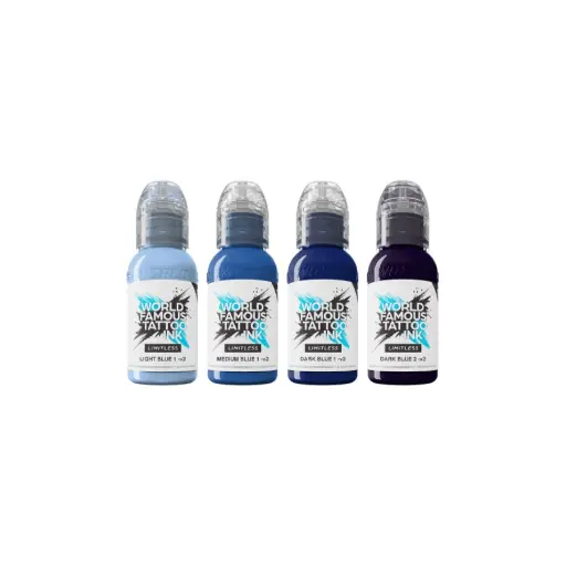[ki_set_encre_world_famous_shades_of_blue-LTSBC1-S] Set Encre Tattoo - World Famous Ink Limitless -   Collection Shades of Blue - 4 x 30 ml