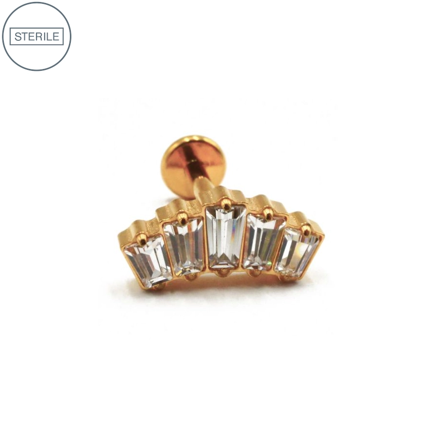 [i_labret_sterile_pvd_gold_28-stvxla28] Labret Piercing - Labret Stérile Interne Pvd Gold 28 - Piercing avec pas de vis interne couronne strass blanc