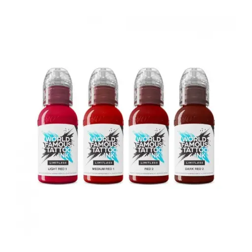 [ki_REACH_set_encre_world_famous_shade_of_red-LTSRC1] Set Encre Tattoo - World Famous Limitless Shades of Red - Mélange pour le tatouage reach 4 x 30 ml*