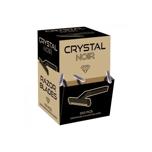 [tl_rasoir_crystal] Préparation Tattoo - Crystal Razor Blades - Boîte distributrice de 100 rasoirs 1 lame noir pour le tatouage*