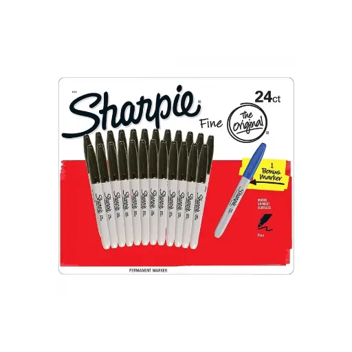 Feutre Tattoo - Sharpie - Noir Pointe Fine - Pack de 24 + 1