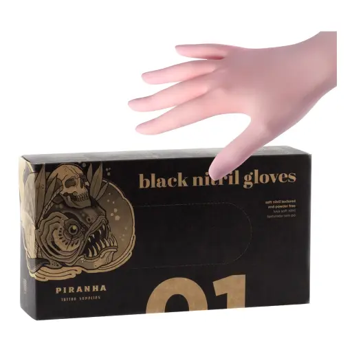Gants Tattoo & Piercing Nitrile Rose Piranha Pink – Boîte de 100 Gants Non Poudrés*