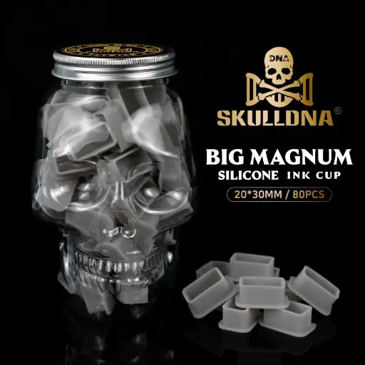 Caps Tattoo - Skulldna Big Magnum Silicone - Boîte de 80 godet pour encre rectangle pour gros magnums 20 x 30 mm*