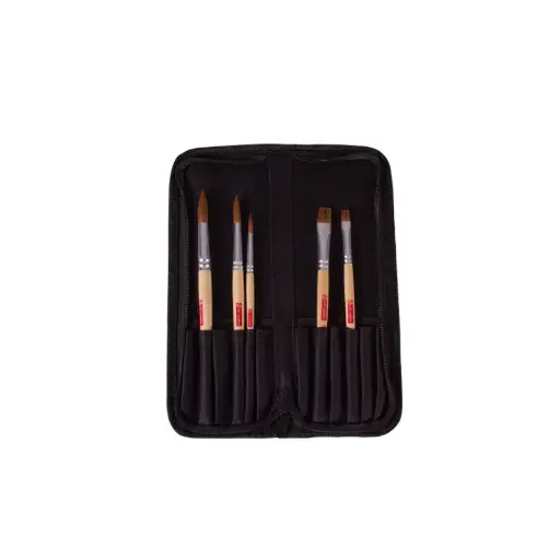 Set Pinceaux - Talens Art Creation - Set de pinceaux avec étui - 5 pinceaux aquarelles