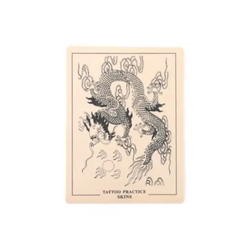 Peau Tatouage - Peau synthétique motif Dragon pour entraînement au tatouage (14,5 x 19,5cm)
