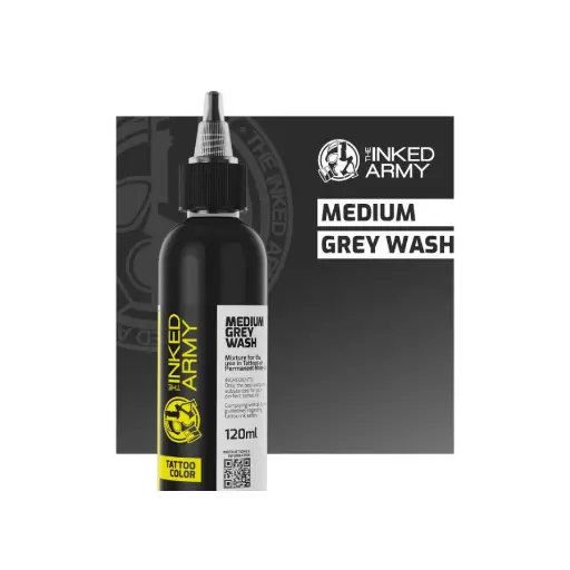 Encre Tatouage Grise - The Inked Army - Medium Grey Wash - Mélange pour le tatouage reach -120 ml