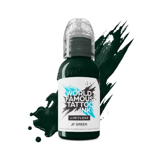 [ki_encre_world_jf_green-LTJFGN1-S] Encre de Tatouage Verte World Famous JF Green – Conforme REACH – Pigment Professionnel Haute Intensité* 