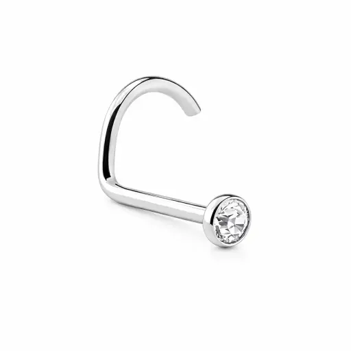 Piercing Nez en Titane ASTM F136 Premium - Stud de Nez Stérile avec Strass Rond Plat Brillant*