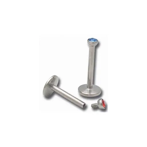 Piercing Labret - Titane - Labret titane avec boule cristal coloré 2 mm - Plusieurs modèles 09