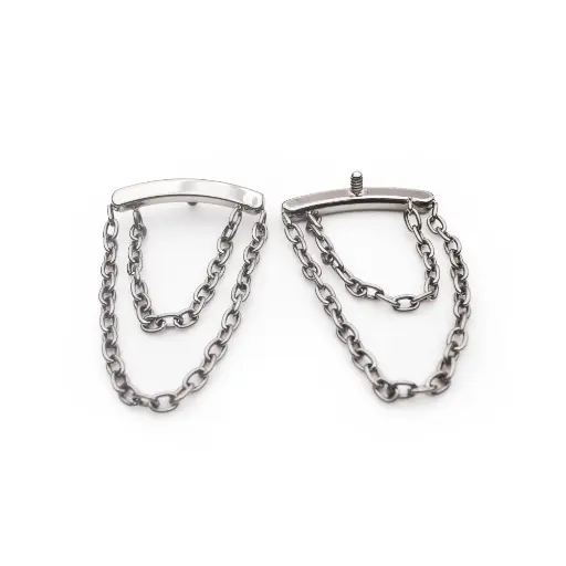 Piercing Titane ASTM F136 Double Chaîne 10 mm – Embout 139 Premium Stérile Filetage Interne 1.2 mm*
