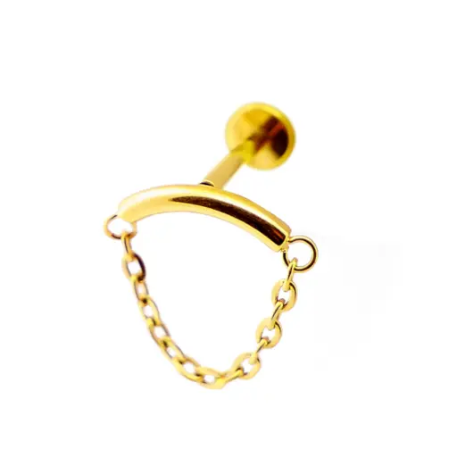 [fb_GOLD_STERILE_labret-FBG-1208  "i_SUGL0011"] Piercing Labret Titane ASTM F136 Premium – Labret 1208 Filetage Interne Stérile & Barre Courbée & Chaîne*