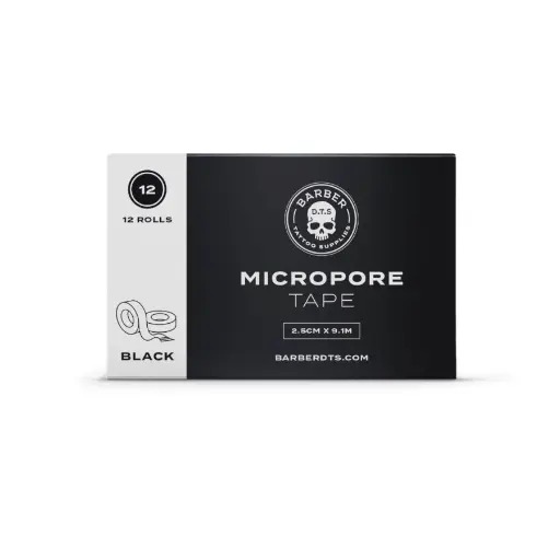 Sparadrap Tattoo - Micropore Tape Gamme Barber - Ruban adhésif noir hypoallergénique type papier*
