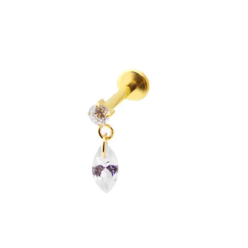 [fl_GOLD_STERILE_labret_1253-FBG-1253 "i-SUGL0009"] Piercing Labret - Titane F136 Interne Stérile Gold - Labret avec pas de vis interne pendentif et strass*