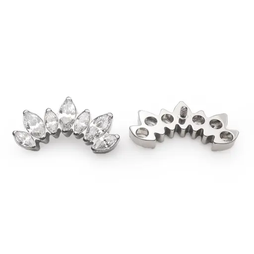 Piercing Labret Titane ASTM F136 Premium – Labret 147 Filetage Interne Stérile & Embout Marquise 7 Strass 10 mm*