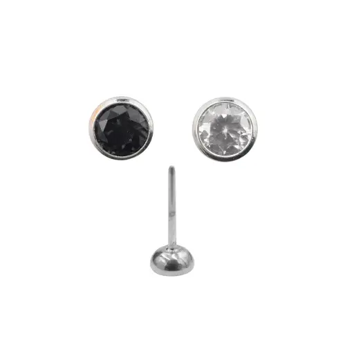 Piercing Bille - Titane Threadless - Embout demi bille sans pas de vis threadless avec strass 0,5 x 2,35 mm*